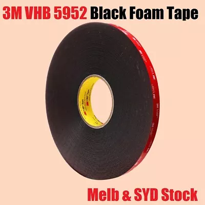 3M VHB 5952 Black Foam Double Sided Tape | 1.14mm Thick | Super Sticky • $49.95