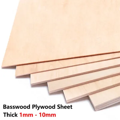 Basswood Plywood Sheet Board Panel Ship House Craft Model DIY Thick 1mm - 10mm • £6.28