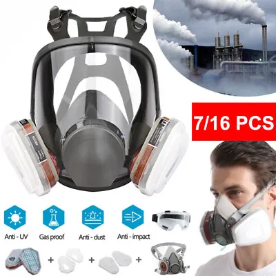 Half/Full Face Mask With Goggles Filter Anti-Dust/Gas Respirator Mask Reusable • $12.99