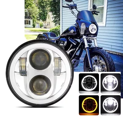 Chrome 5-3/4 5.75 Inch LED Headlight Hi-Lo Sealed For Yamaha Vmax 1200 Honda • $34.99