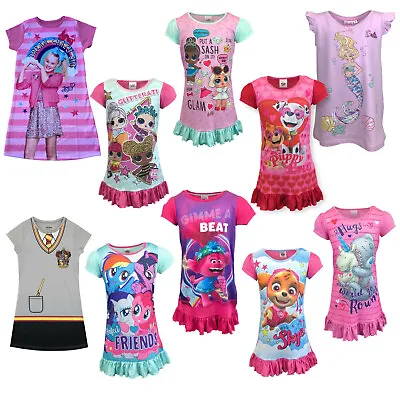 Girls Nightdress Nightie Pyjamas Nighty Disney Bluey My Little Pony Barbie LOL • £7.99