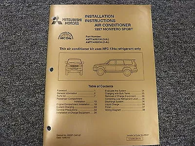 1997 Mitsubishi Montero Sport Air Conditioner AC Service Installation Manual ES • $46.90