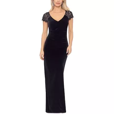 X By Xscape Womens Black Velvet Metallic Formal Evening Dress Gown 10 BHFO 1084 • $32.99