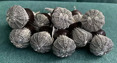 12 Silver Wire Wicker-like Drawer Knobs Pulls Cabinet NEW 3  X 1.5  Vintage-look • $24.99