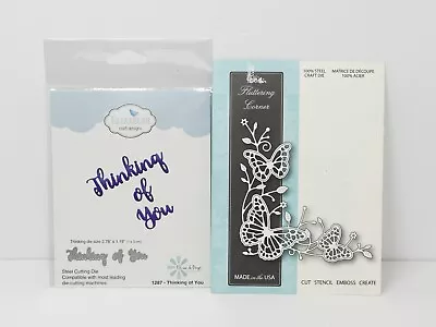 Set Of 2 New Steel Cutting Dies Thinking Of You And  Fluttering Corner • $16.98