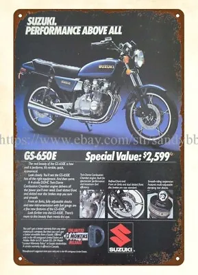 $18.95 • Buy 1982 Suzuki GS450 L Motor Bike Motorcycle Man Cave Metal Tin Sign Wall Art