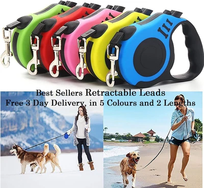 £6.99 • Buy Dog Leash Durable Retractable Extendable Lead Puppy Walking Strong Running Leads