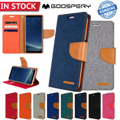 $20.99 • Buy Mercury Goospery Flip Wallet Canvas Case For Samsung S21+ S22 S10 S9 S8 Note 20+