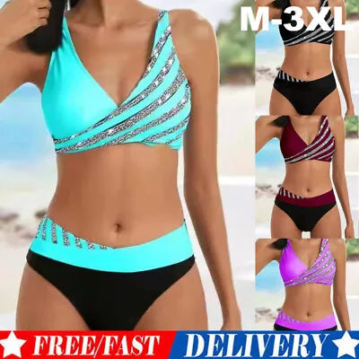 Women Push Up Padded Bikini High Waist Summer Swimwear Swimsuit Bathing Suit • £15.39