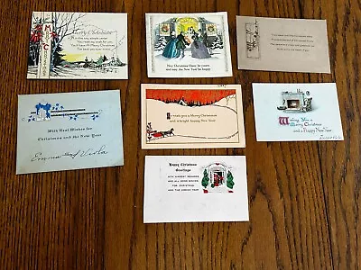 Lot Of 7 Single Side Christmas Greeting Cards Vintage Used Holiday Deco • $4