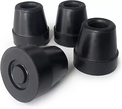 Durable Quad Cane Tips Extra Stability No-Slip Grip 1/2 Inch 4 Per Box Black • $6.99