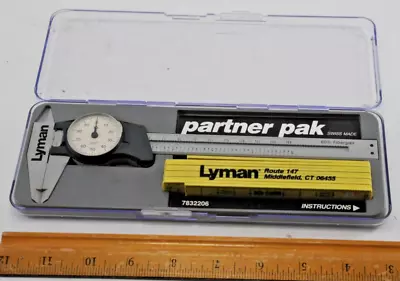 LYMAN DIAL CALIPER In Case 7832206  Made In SWITZERLAND Instructions Folding Rul • $22