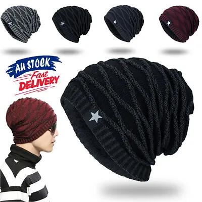 Ski Beanie Crochet Men Slouch Baggy Cap Skull Oversize Hat Knitted Thermal Warm • $14.39