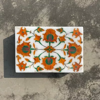 Marble Jewelry Box Handmade Pietra Dura Art Semi Precious Stone For Gift Her • $412