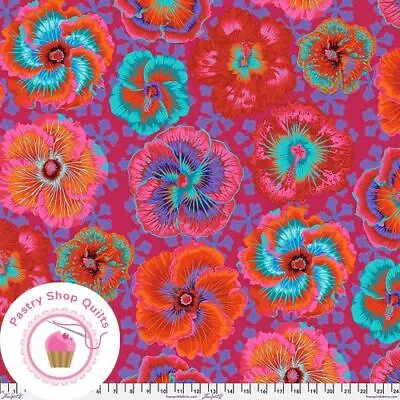 KAFFE FASSETT Free Spirit FLOATING HIBISCUS J122 Red Floral Quilt Fabric • $6.75