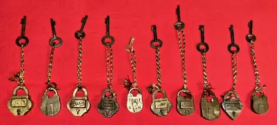 10 India(n) Brass Miniature Love Padlocks W/Iron Keys: ROSE PATENT All Work! • $194.95