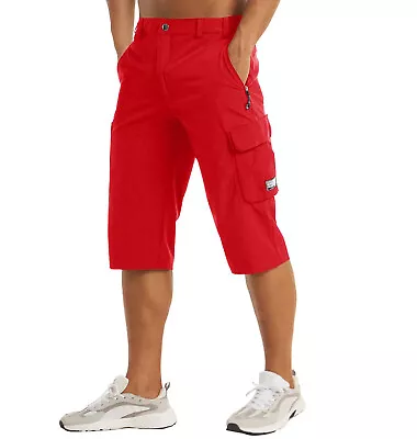 Mens Cargo Work Shorts Quick Drying 3/4 Length Casual Hiking Running Capri Pants • $30.38