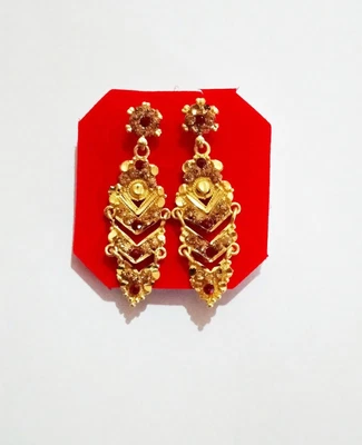 $22.34 • Buy South Indian Ethnic Wedding Jhumki Jhumka Golden Earrings Designer Women Jewelry