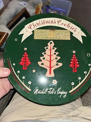 Vintage Marshall Field & Company Cookie Tin 10  X 2.75  Round Christmas Tree • $20