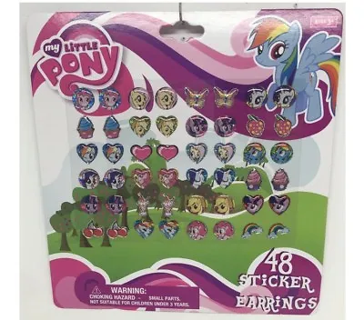 My Little Pony 48 Pc Sticker Earring Set *2 PAcks 96 Total Party Chart Dress Up • $8.95