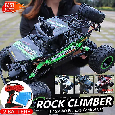 Boys Kids Toy Large RC Car 4WD Off-Road Remote Control Truck Monster 2Batteries • £28.29