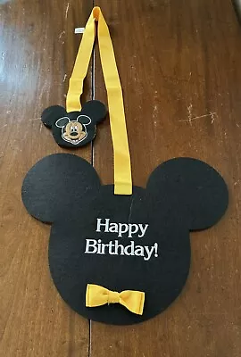 New Disney Mickey Mouse  Happy Birthday” Felt~Embroidery Sign Parks Door Banner • $38