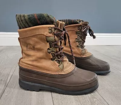 Vintage SOREL Tan Leather Lace Up Ankle Winter Duck Boots Sz 7M • $24.99