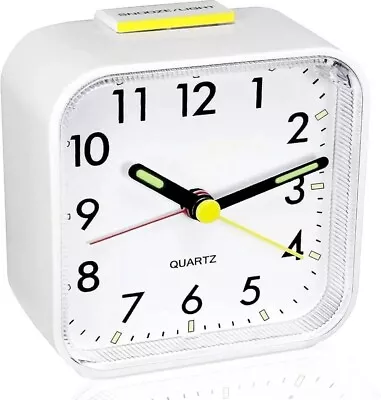 Quartz Alarm Clock With Night Light No Tick Snooze Silent Small Bedside Clocks • £8.92