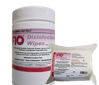 F10 Antiseptic Wipes 100 Pk Dispenser Reptile Bird Vivarium Cage Cleaner Refill • £14.56