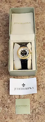 Judith Ripka Gold/Black Odyssey Diamonique Stainless Steel Watch W/ Case • $79.99