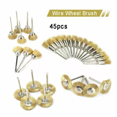 AU Stock 45pcs 3mm Brass Wire Wheel Polishing Mix Brush Dremel Rotary Shank Tool • $12.99