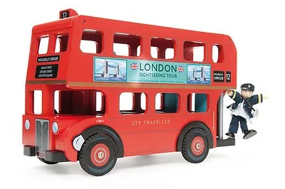 $87.71 • Buy NEW PAPO Le Toy Van Budkins Wooden Red Double Decker London Bus With Driver 36cm