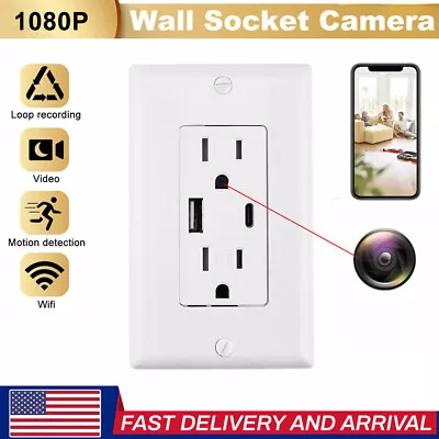 HD 1080P AC Outlet Mini Camera WiFi IP Home Security Nanny  Wall Video Recorder • $59.89