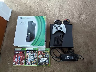 Microsoft Xbox 360 S 4GB Black Console With Controller GTA V RDR 1 NBA 2k13 • $130