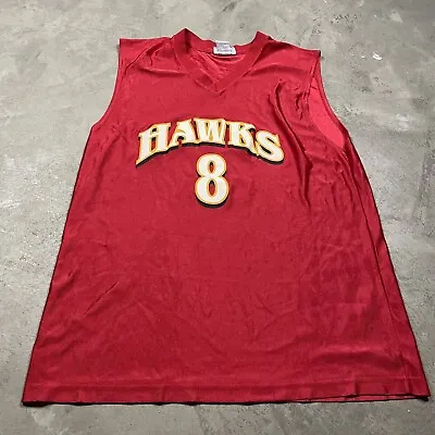 Y2K VTG ATLANTA HAWKS Antoine Walker Jersey L Dazzle Shiny #8 Men’s NBA Red 00s • $19.99