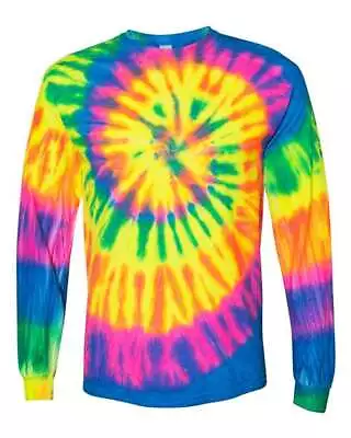 Dyenomite Unisex Multi-Color Spiral Tie-Dyed Long Sleeve T-Shirt FREE SHIPPING! • $22.74