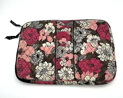 Vera Bradley Laptop Bag Mocha Rouge Zippered Tablet Sleeve Case 17x12 Pink Brown • $18.99