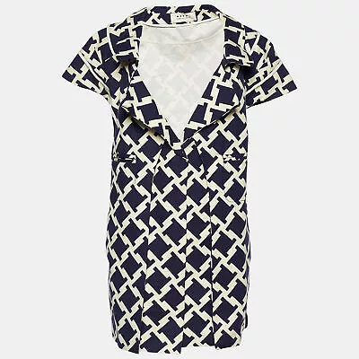 Marni Blue Houndstooth Print Cotton Short Sleeve Coat M • $115.50