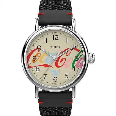 Mens Wristwatch TIMEX STANDARD COCA COLA 1971 TW2V26000 Leather Fabric Black • £76.91