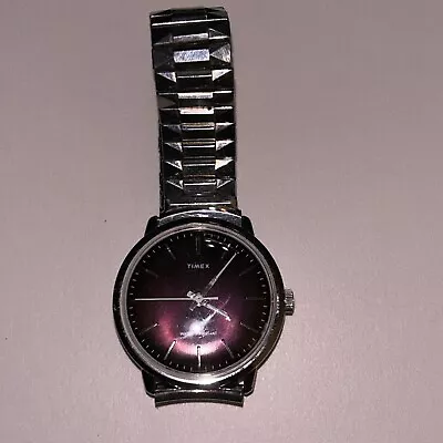 Vintage Timex Wind Up Watch Purple/brownish Face Working Condition • $42.46