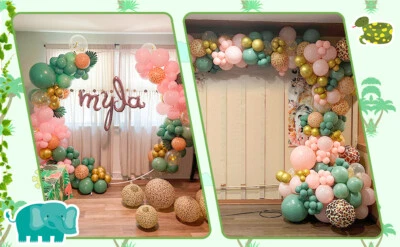 170Pcs Jungle Balloon Garland Arch Kit Animal Printed Pink Sage Green SdiNW • $25.04