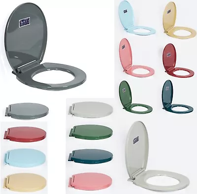 £14.95 • Buy Soft Close Toilet Seat Bathroom Oval Shape WC Heavy Duty Seats Anti Slam