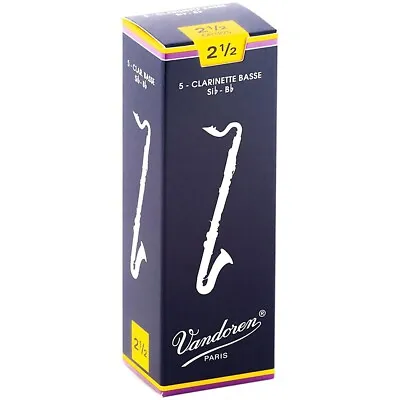 Vandoren Traditional Bass Clarinet Reeds Strength 2.5 Box Of 5 • $27