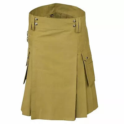 $32.99 • Buy Khaki Men Fashion Sport Utility Kilt Deluxe Kilt Adjustable