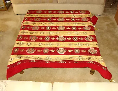 (1) Large Custom Made Red Crushed Velvet Matelasse Upholstery Throw Coverlet! • $59.99