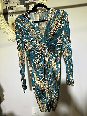 S-Twelve Size Large Front Twist Bodycon Silky Soft Colorful Dress. Runs Smaller • $29