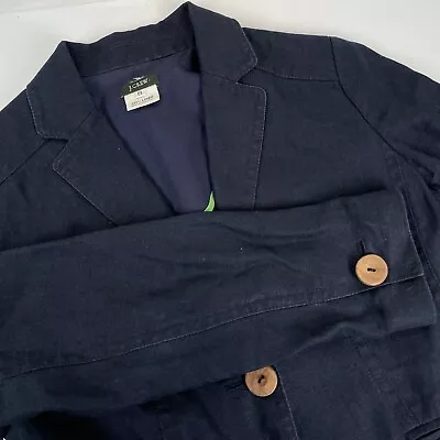 J Crew Blazer Women's Size 8 Navy Blue Linen Vintage Academia Office Career • $37.04