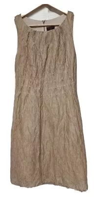 Selection By S.Oliver Lightweight Crinkle Beige Gold Dress Size S 8 10 • £10