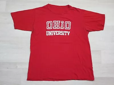 Vintage 1970's Ohio University Bobcats College T-Shirt (M) Single Stitched Red  • $24