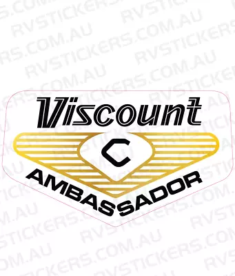 2x VISCOUNT 70s AMBASSADOR LOGO Gold/White Vintage Retro Caravan Decal • $52